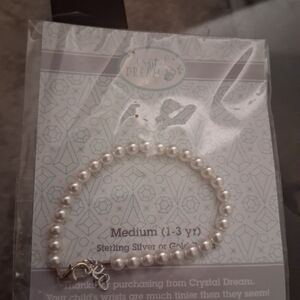 Baby (Ages 1-3) White Pearl Bracelet With Sterling Silver Clasp